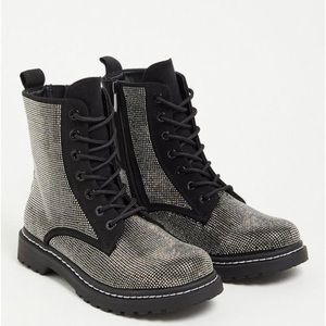 Torrid Black Rhinestone Combat Boot size 9.5